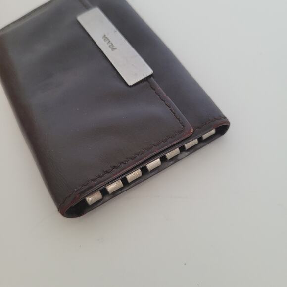 Authentic Prada Multicles 5 Key Holder Hooks Case Brown Small Wallet Leather - Picture 11 of 13